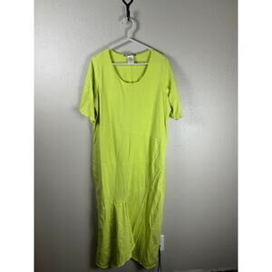 Alain Weiz Maxi Dress Size 22 Chartreuse Cotton Lagenlook Trad Wife Cottage